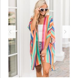 Beach Party Life Rainbow striped Kimono
